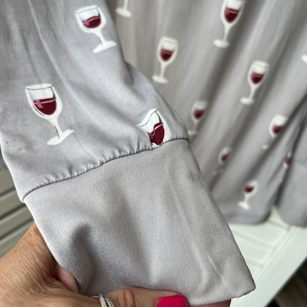 Jordann Jammies Women's Pajama Top M L Gray Red Wine Soft Pj Print Sleepwear - Picture 5 of 8